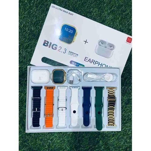 product_image_name-Ultra- I20 Max SUIT 10 In 1 Set Smartwatch With Earphone Wireless 7 Straps 2.3" Heart Rate Tracker series 8 Smart Watch-1