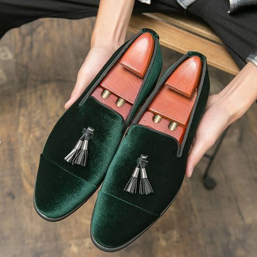 Mens green velvet store shoes