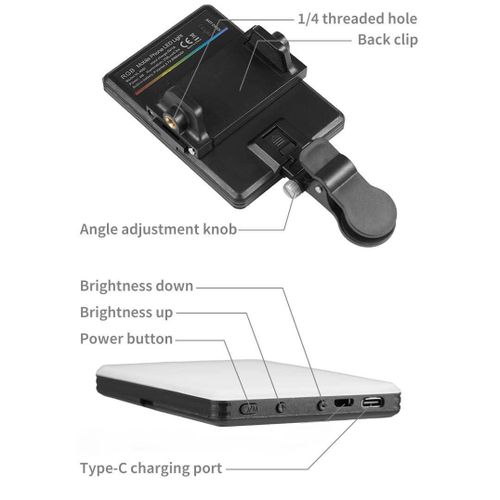 product_image_name-Generic-Led Rechargeable Fill Light Adjustable,For Phone Camera Vlog Conference With Clip-Black-7