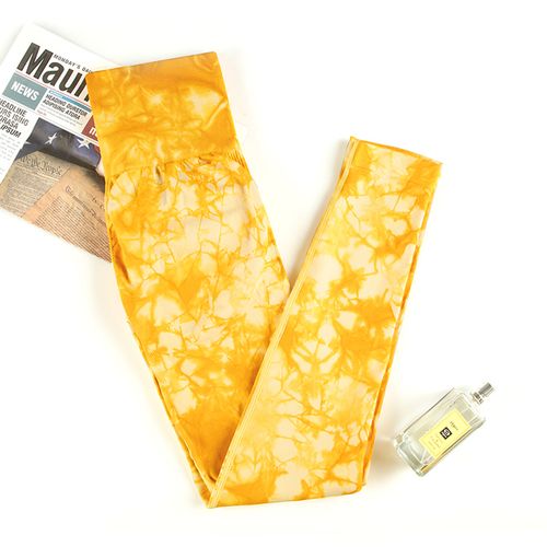 Generic Normov Tie Dye Seamless S-3xl Gym Leggings Yellow Print_M