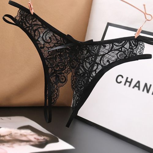 Fashion Full Transparent Women's Panties Sexy Lady Perspective Panty  Breathable Quick Dry Mesh Lace Panties Underwear Brief Female(#D Black)