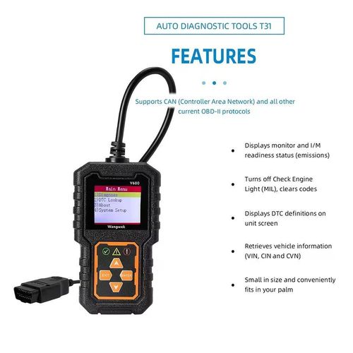 Generic V600 Professional OBDII Scanner - Engine Fault Code Reader & Data Stream Diagnostic Tool - Support, DTC Lookup & I/M Readiness - image 4