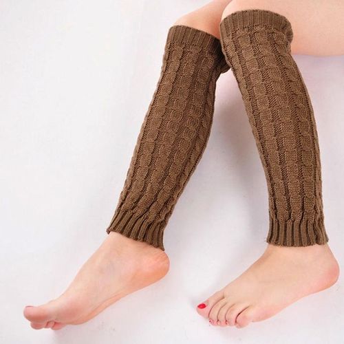 Fashion Hot Women Girls Crochet Knit Leg Warmers Long Thigh Boot Socks  Khaki