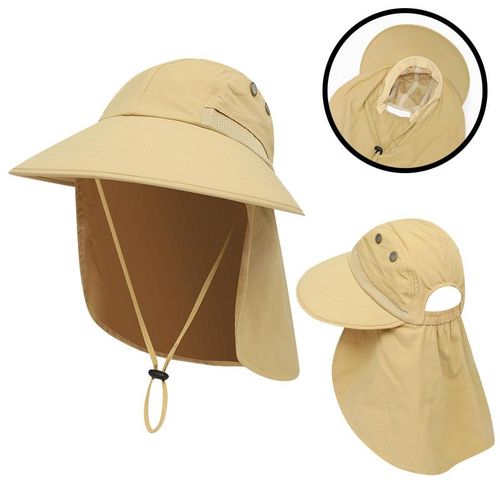 Generic Unisex Bucket Hat with Shawl Waterproof Anti-skid 10cm