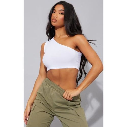 Fashion One Shoulder Crop Top - White