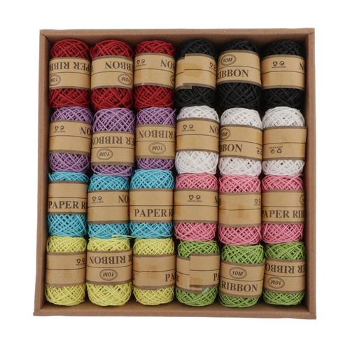 Generic 24 Rolls Paper Raffia Ribbon Cord Craft Twine Rope String DIY