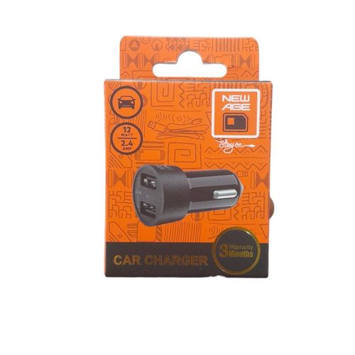 New Age 12Watt 2.4A 622 Mini Fast Durable Car Charger with 2 USB Port - image 2