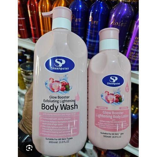 product_image_name-Skeenpoint-Glow Booster Exfoliating & Lightening Body Wash and Body Lotion- Suitable for all skin - 1000ml/500ml-1