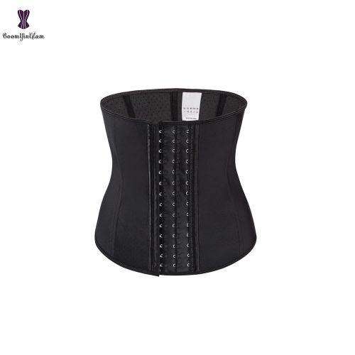 Generic 9 Steel Boned Ann Cherry Waist Trainer Solid Black Fajas