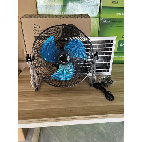 Generic 16" Rechargeable AC/DC metallic blade Solar table fan - image 2