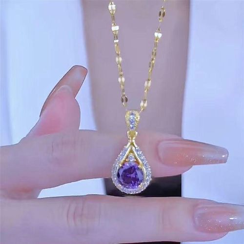 product_image_name-Fashion-Purple zircon teardrop pendant necklace-5
