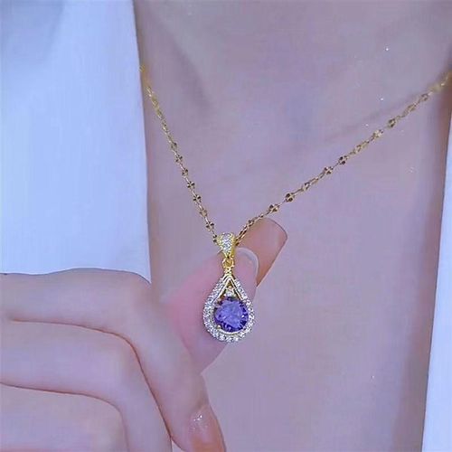 product_image_name-Fashion-Purple zircon teardrop pendant necklace-6