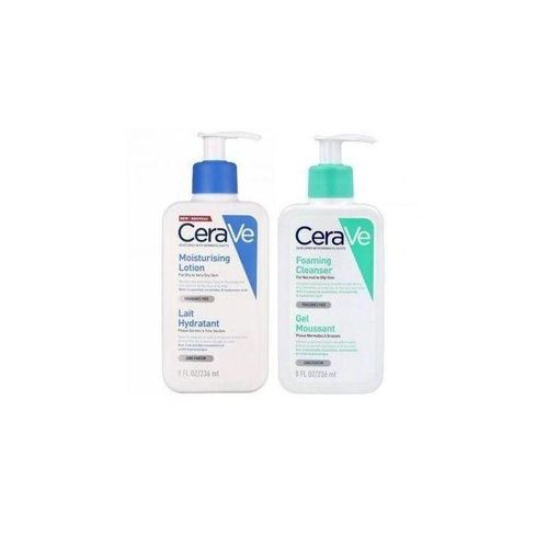product_image_name-Cerave-Moisturizing Lotion & Foaming Facial Cleanser Set – 236ml Each – Hydrating & Oil Control Skincare for Normal to Oily Skin-1