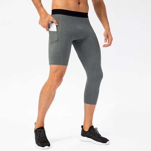 The New Men's Basketball Single Leg Tight Sports Pants 3/4 One Leg