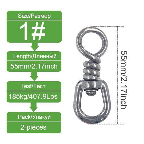 Generic 2-3pcs Stainless Steel Fishing Swivel Hook Lure Fishing Connector  High Strength For Tuna Longline Saltwater Fishing Accessories