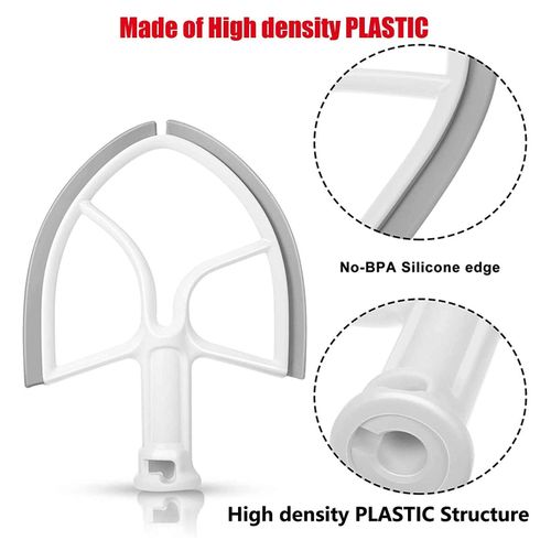 For KitchenAid 5QT Bowl-Lift Stand Mixers Plastic Flat Beater Paddle With  Silicone Edges