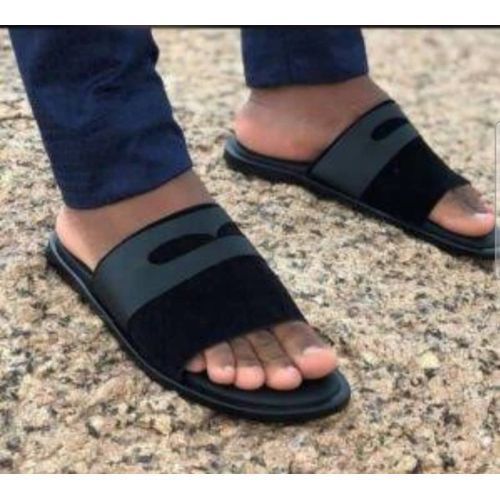 Fashion Mens Leather Cross Pam Palm Slippers - Black | Jumia Nigeria