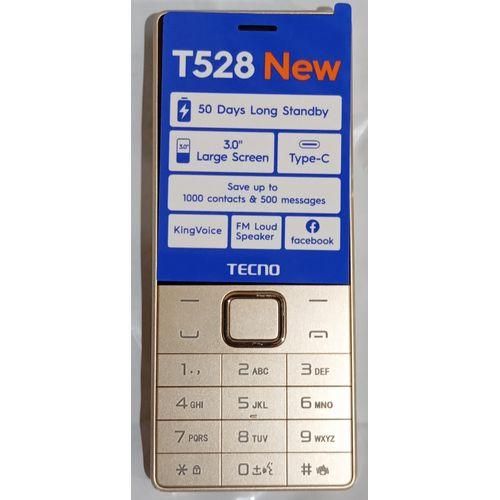 Tecno T528 NEW, 2500 Mah , 3.0",type C, FM Loud Speaker Gold