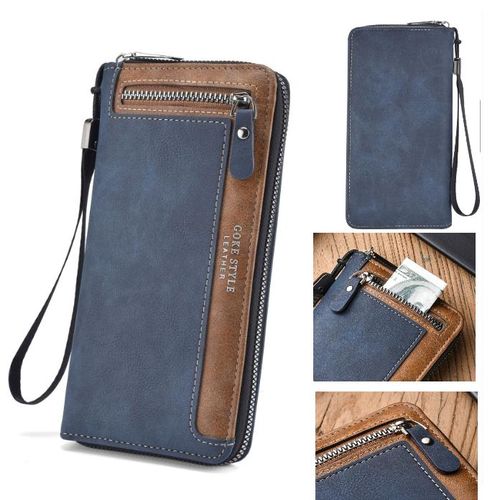 product_image_name-Fashion-2PCS Leather Wallet Zipper Closure Bussiness Card Bags Casual Long Wallet,Mens Trendy And Stylish Wallet,Male Purs -7