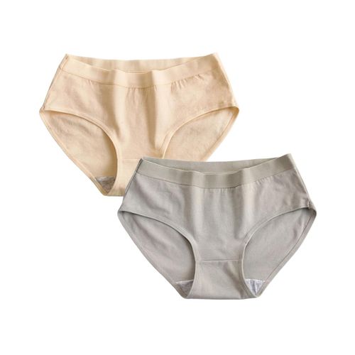 product_image_name-Fashion-Women's Nude & Ash Cotton Underwear Panties 95% Cotton 5% Spandex Seamless Mid-Waist Briefs-1
