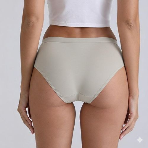 product_image_name-Fashion-Women's Nude & Ash Cotton Underwear Panties 95% Cotton 5% Spandex Seamless Mid-Waist Briefs-4