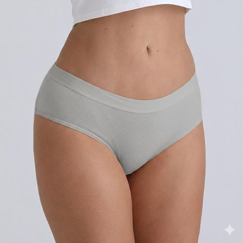 product_image_name-Fashion-Women's Nude & Ash Cotton Underwear Panties 95% Cotton 5% Spandex Seamless Mid-Waist Briefs-5