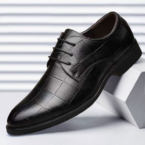 Men's Plaid Derby Shoes, Wear-resistant Non-slip Dress Shoes For
