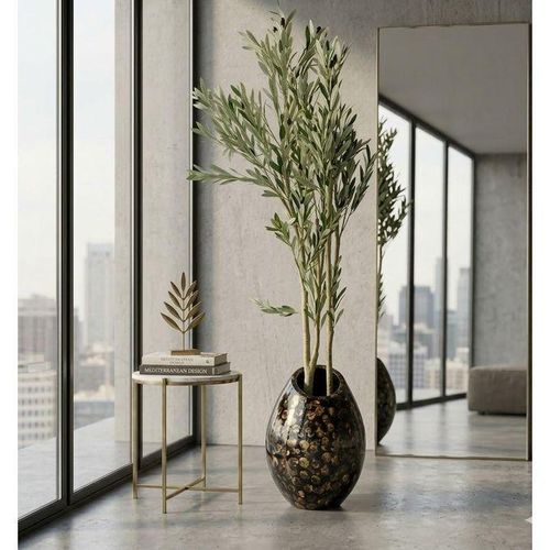 Generic Premium Large Artificial Olive Tree with Luxury Textured Oval Floor Vase