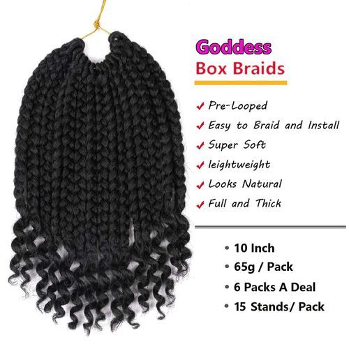 Goddess Box Braids Crochet Hair 10 Inch Bohemian Box Braids