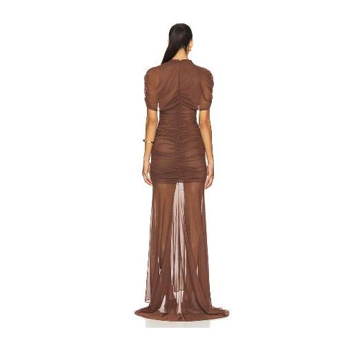 Fashion The Ruched Mesh Column Gown - image 3