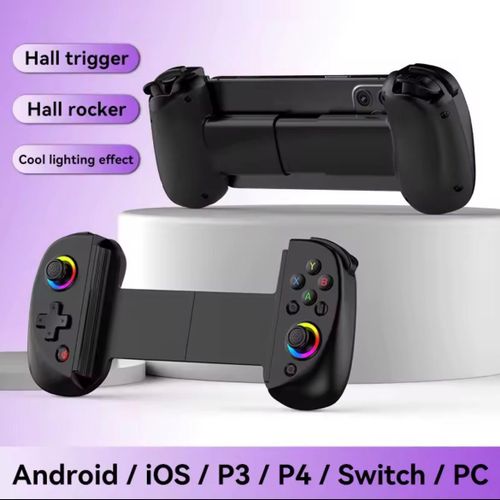 product_image_name-Generic-D8 Telescopic & Wireless Mobile Phone Gamepad with Turbo 6-axis Gyro, Vibration Bluetooth - Compatible 5.2 for Android, iPhone, Switch, PS4 & PC ( Black )-1