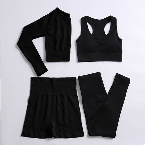 Dark Grey Seamless Workout Shorts Set Activewear Yoga Set Gymwear