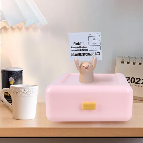 Digabi Stackable Plastic Storage Drawer - Medium 8.18''×9.44''×3.66'' (Pink) - image 4