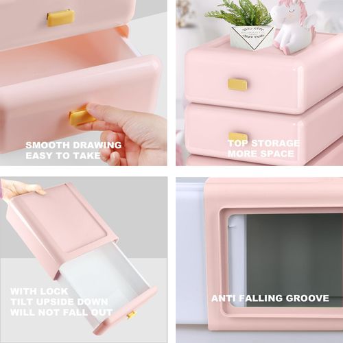 Digabi Stackable Plastic Storage Drawer - Medium 8.18''×9.44''×3.66'' (Pink) - image 5