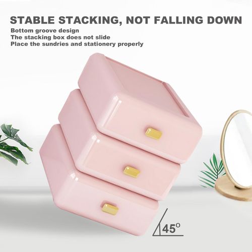 Digabi Stackable Plastic Storage Drawer - Medium 8.18''×9.44''×3.66'' (Pink) - image 6