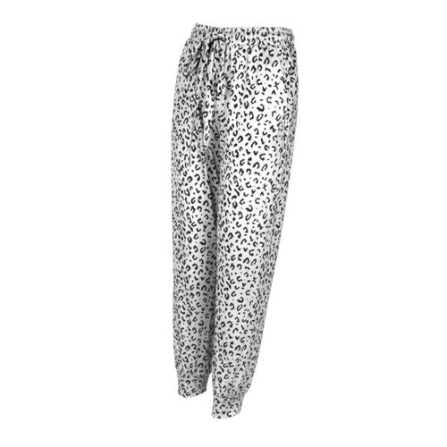 Fashion Womens Lounge Pants Workout With Pockets Leopard Print Joggers  White M