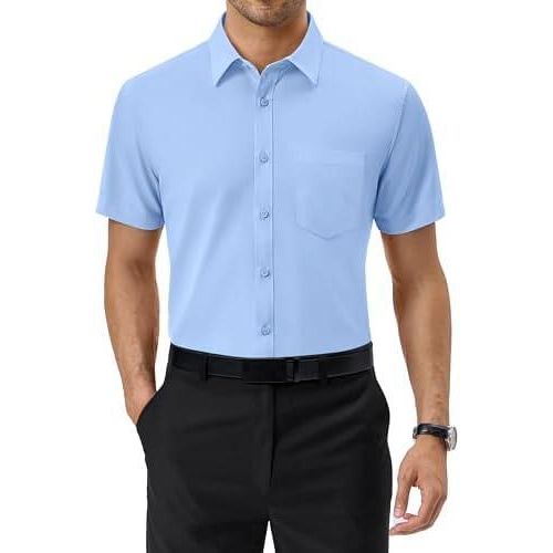Fashion Men's Quality Short Sleeve Shirt - Sky Blue - image 2