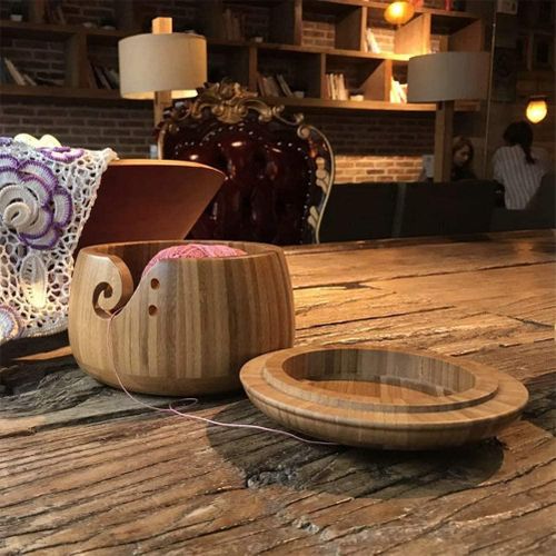 Wooden Yarn Bowl, Knitting Yarn Bowl with Holes Storage Handmade to Prevent  Slipping, Perfect Yarn Holder Bowl for Crocheting and Knitting Mothers Day