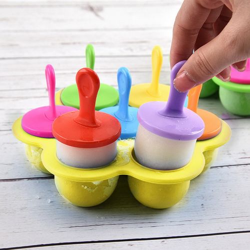 4 Silicone Popsicle Molds 7-Cavity DIY Ice Pop Mold w/ Colorful