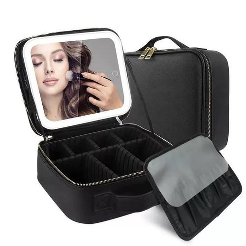 Amy Luxury Portable Makeup Box With Smart LED Mirror & Adjustable Dividers - image 2