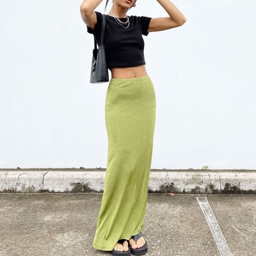 Fashion Solid Skirt Women Y2k Retro Straight Skirts Maxi E-Girl