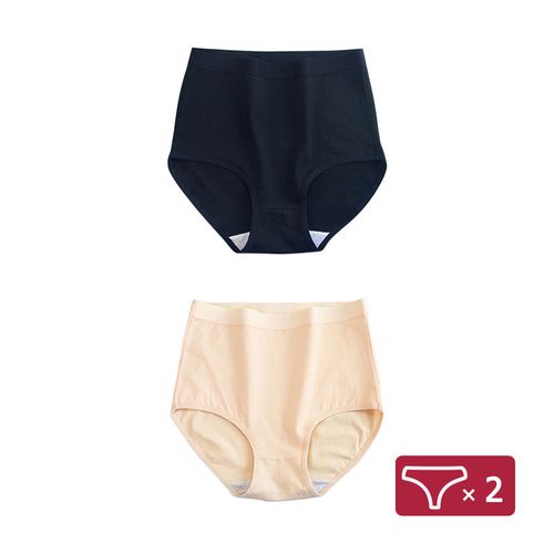 Generic 2Pcs Plus Size Cotton Panties For Woman Breathable High Waist  Briefs Comfortable Solid Color Underwear Soft Underpants M_XXXL(#Black  Skin)