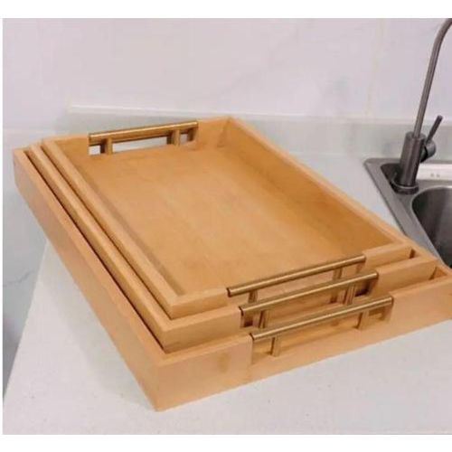 Generic Quality wooden tray set gold handle