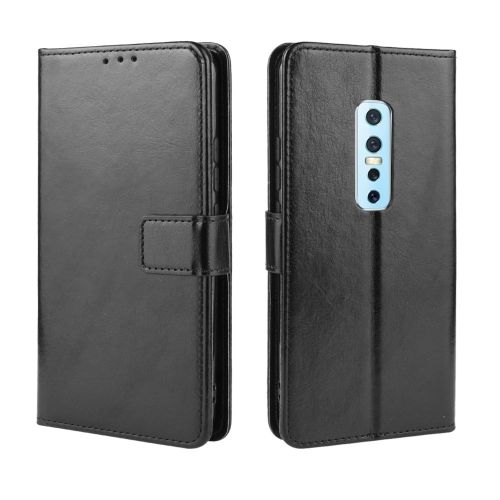 For Vivo V17 Pro Retro Crazy Horse Texture Horizontal Flip Leather Case , With Holder & Card Slots & Photo Frame(Black)