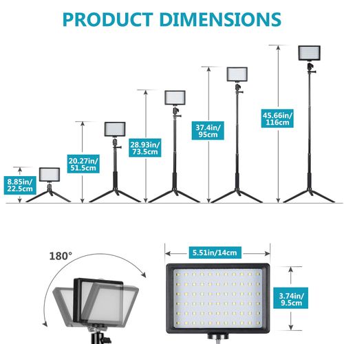 NEEWER 2 Pack Tabletop Dimmable 5600K USB LED Video Lighting with Colo