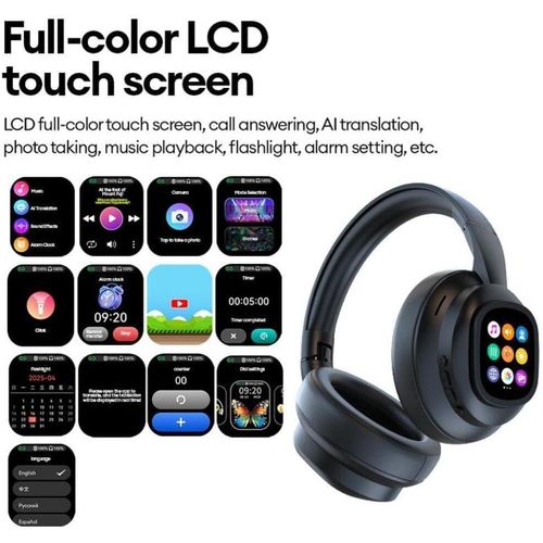 Modio Smart Touch Wireless Headphones Real Time, 169 Languages, With Detachable LCD Touch Screen, - image 3