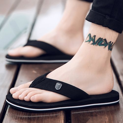 Flangesio Summer Slippers Men Shoes Big Size 38-48 High Quality Men's Flip  Flops Beach Sandals Non-slip Outdoor Casual Flat Shoes Male Slippers Indoor  House Shoes For Men Slides Home Bathing Shoes Black