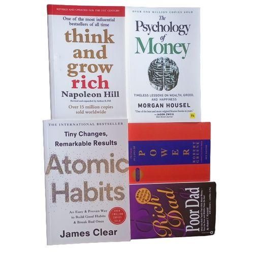 product_image_name-Generic-5 Best Selling Books: Psychology Of Money + Atomic Habit + Rich Dad Poor Dad + 48 Laws Of Power+ Think And Grow Rich-1