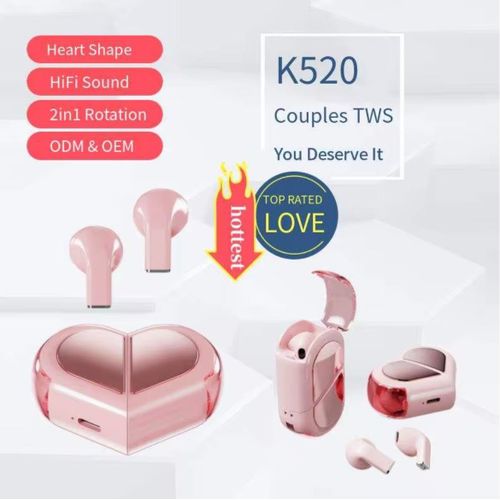 product_image_name-Generic-Heart-Shaped Foldable Wireless Earbud K520 – Love 01 ( Pink / Purple )-1