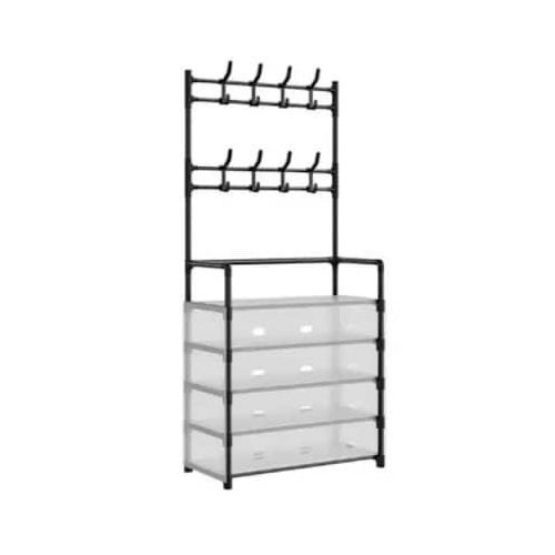 Generic Freestanding Coat Rack Shoe Cabinet Stand with Hanging Hooks